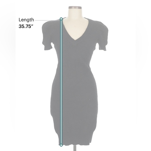 Moda International 70% Angora Rabbit Puff Sleeve V-Neck Sweater Bodycon Dress - Picture 5 of 6